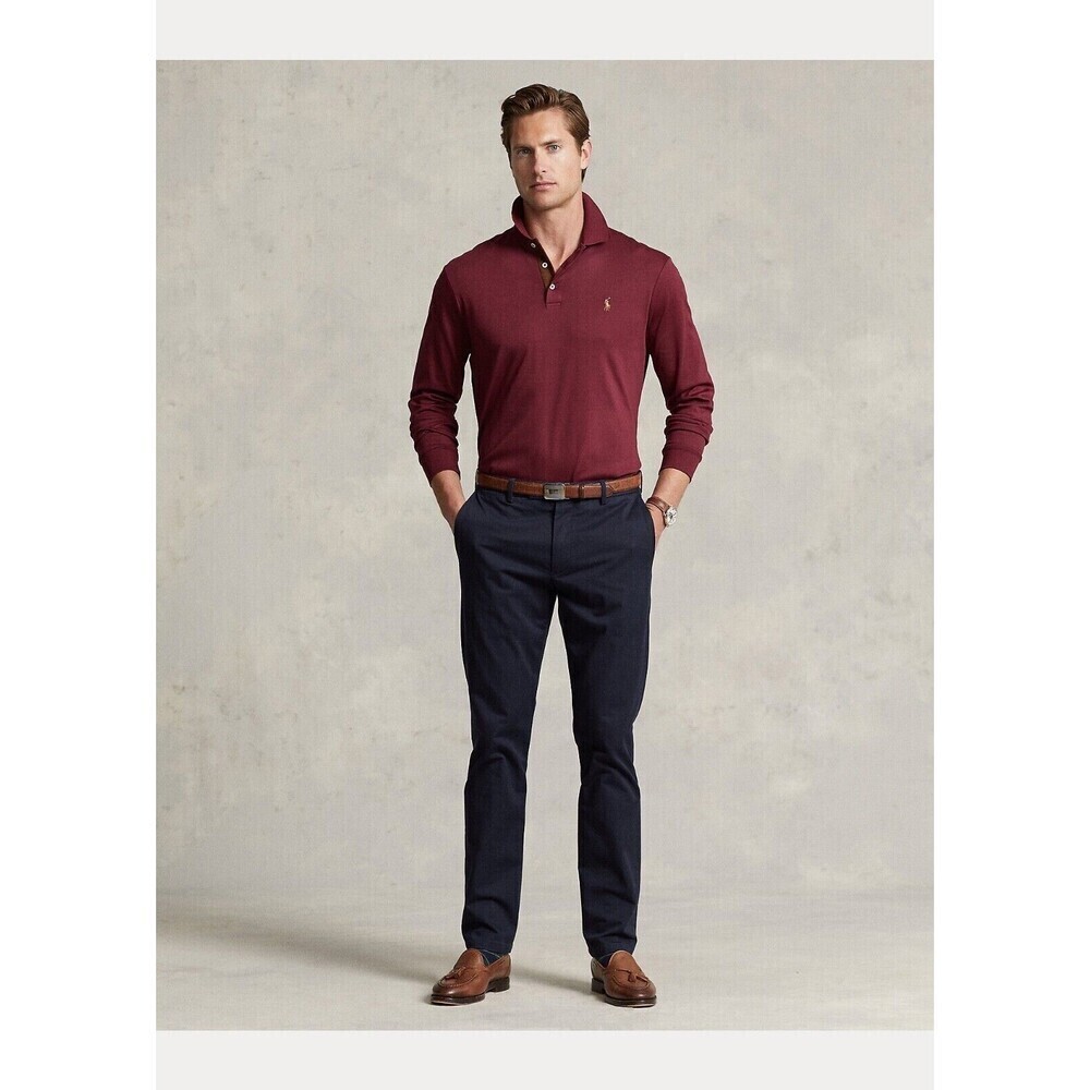Polo Ralph Lauren Classic Fit Soft Long Sleeve Polo Shirt red Size XL NEW